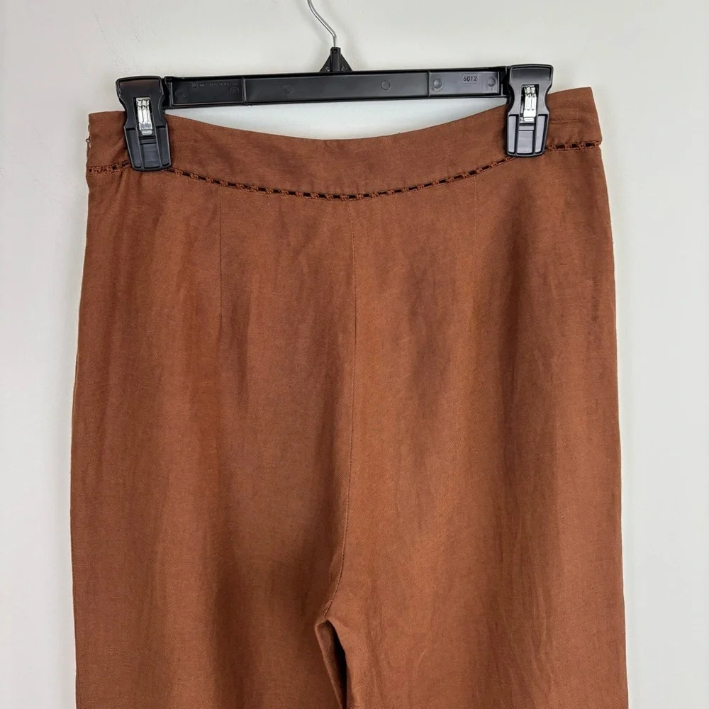 SIMKHAI Colley Cropped Straight Leg Pant in Bronze Size S